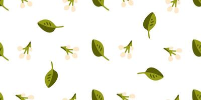 Seamless Leaf and Berry Pattern vector