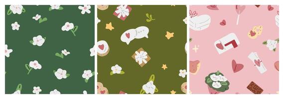 Citrus Lemonade Bottle Pattern Set vector
