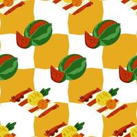 Seamless Summer Picnic Fruit Pattern vector