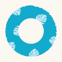 Blue swimming ring with tropical pattern. Isolated element for design. Summer, vacation, rest concept. vector