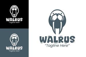 Playful and Modern Walrus Logo Design for Fun Branding in Black and White vector