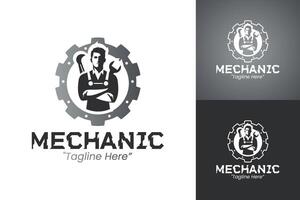 Mechanic Logo Design for Automotive Workshop with Tools and Gear vector