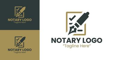 Distinctive Notary Logo with Checkmark and Quill for Legal and Notary Branding vector