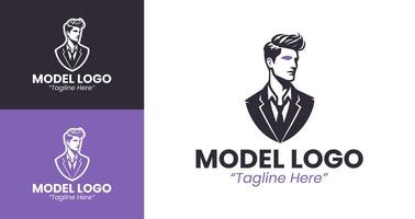 Sleek Model Logo with Minimalist Purple and Black Color Scheme vector