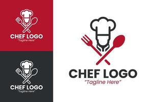Unique Chef Logo Design in Black and Red with Modern and Elegant Style vector