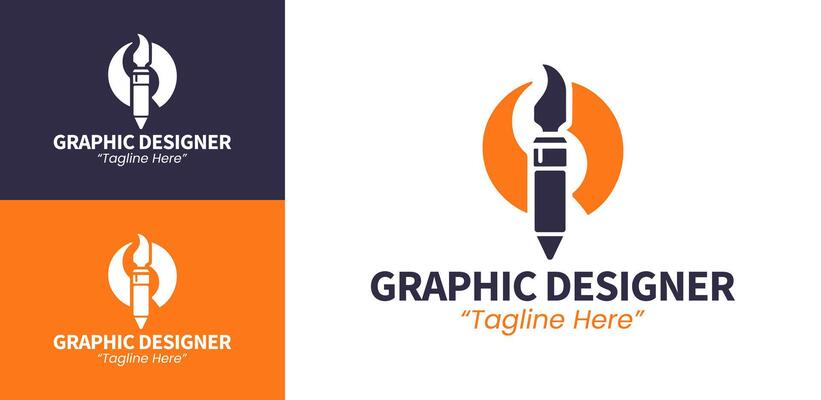 Creative and Professional Graphic Designer Logo in Purple and Orange for Branding