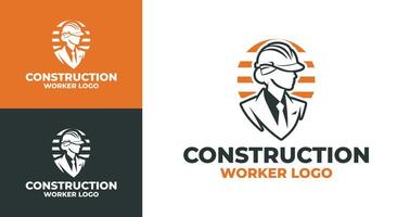 Stylish and Unique Construction Worker Logo with Hard Hat vector
