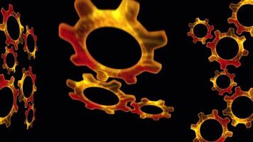 Symbolism of the artificiality of time. Gears pushing each other rotate in space. video