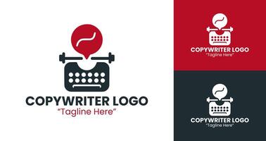 Creative Red Speech Bubble Typewriter Logo Design for Writers with Clean Modern Style vector
