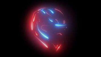 The outline of the motorcycle helmet is refined with neon lines. The helmet features the colors of the US flag. video