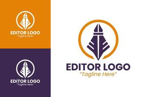 Professional and Modern Editor Logo in Orange and Purple for Content Editing Branding vector