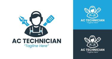 Reliable and Professional AC Technician Logo for Branding and Service Companies vector