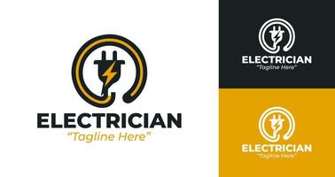 Electrician Logo Design with Power and Energy Icon for Branding vector