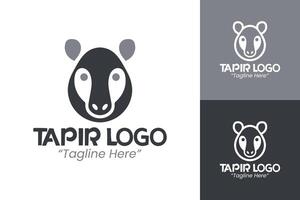 Creative Tapir Logo Design with Minimalist Style in Black and White for Branding vector