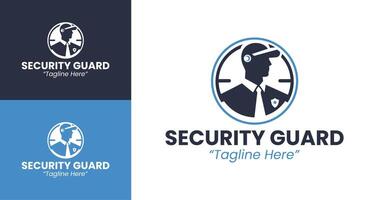 Modern Security Guard Logo with Headset and Uniform vector
