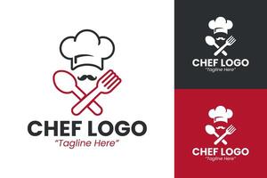 Professional Chef Logo Design with Modern Minimalist Style in Black and Red vector
