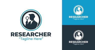 Minimal Researcher Logo with Magnifying Glass and Search Symbol for Professionals vector
