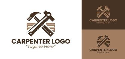 Professional Carpenter Logo Design with Tools and Wood for Branding and Construction Business vector