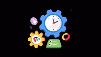 Productivity 2D Flat Animations on Transparent background video
