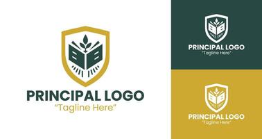 Distinctive Principal Logo with Shield and Leaf for Education Branding vector