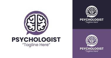 Minimalist Psychologist Logo with Brain and Speech Design for Mental Health Services vector