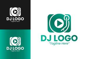 Minimalist DJ Logo with Modern Play Icon and Colorful Design vector