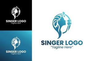 Teal Gradient Singer Logo with Stylish Microphone Icon for Music Branding vector