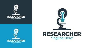 Modern Researcher Logo with Microscope and Lightbulb Design vector