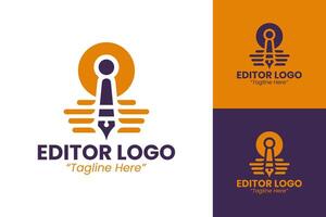 Creative Editor Logo in Purple and Orange for Content Creation and Editorial Services vector