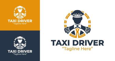 Professional and Simple Taxi Driver Logos with Yellow and Black Color Scheme vector