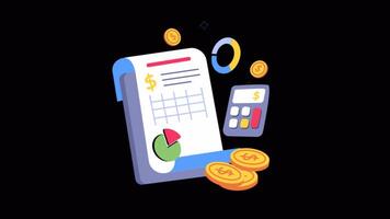 Accounting 2D Flat Animations on Transparent background video