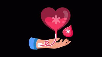Blood Donation 2D Flat Animations on Transparent background video