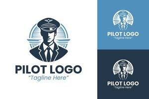 Simple and Minimal Pilot Logo Design for Aviation and Travel Branding vector