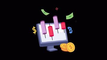 Market Growth 2D Flat Animations on Transparent background video