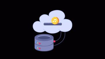 Cloud Media Storage 2D Flat Animations on Transparent background video