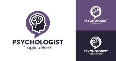 Minimalist Psychologist Logo Design with Brain and Speech Bubble for Wellness Professionals vector