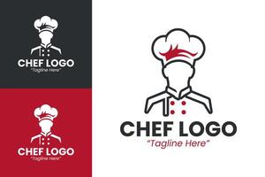 Stylish Red and Black Chef Logo Design for Culinary Branding and Restaurant Identity vector
