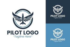 Professional and Modern Pilot Logo Design for Aviation Branding vector