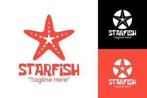 Minimalist Starfish Logo Design with Bold Typography and Red Accent vector