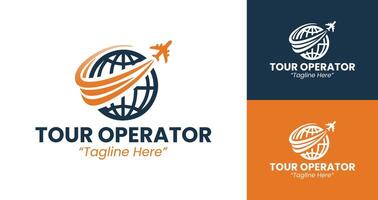 Creative Globe and Airplane Logo for Tour and Travel Operators vector