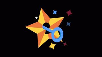 Star Key 2D Flat Animations on Transparent background video