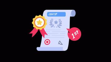 Award Certificate 2D Flat Animations on Transparent background video