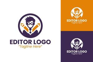 Stylish Purple and Orange Logo Design for Editor and Publishing Services vector