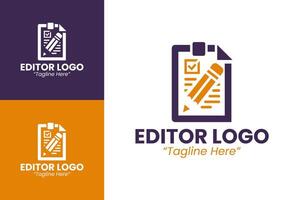 Modern and Professional Editor Logo in Purple and Orange for Editorial Services Branding vector