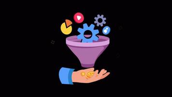 Sales Funnel 2D Flat Animations on Transparent background video