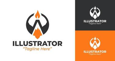 Modern Black and Orange Illustrator Logo for Creative and Business Branding vector