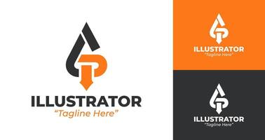 Professional Black and Orange Illustrator Logo for Business and Digital Branding vector