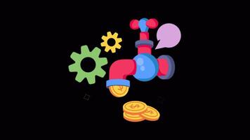 Cash Flow 2D Flat Animations on Transparent background video