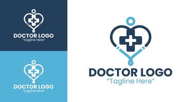 Stethoscope and Heart Logos for Health and Wellness Branding in Medical Practices vector