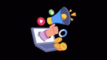 Digital Marketing 2D Flat Animations on Transparent background video